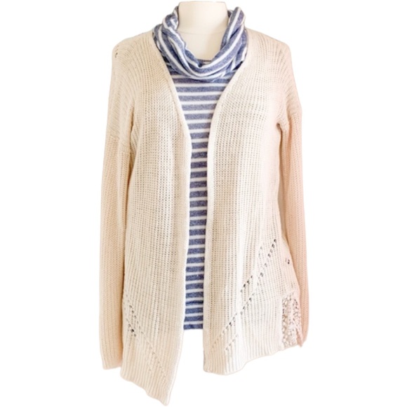 Pink Rose Sweaters - Pink Rose | Cream Cardigan L